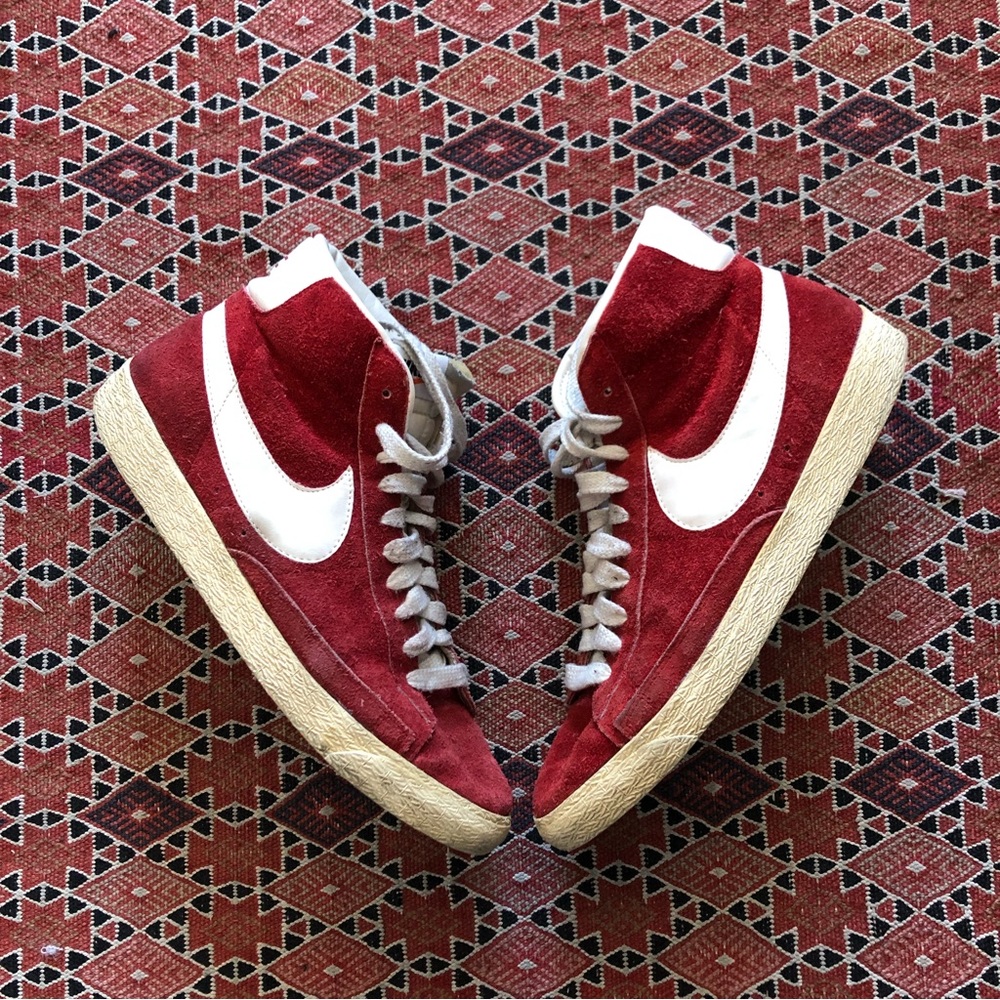 NIKE BLAZER HI Vintage Varsity Red Suede Shoes Mens 12 344344-611 Sneakers
